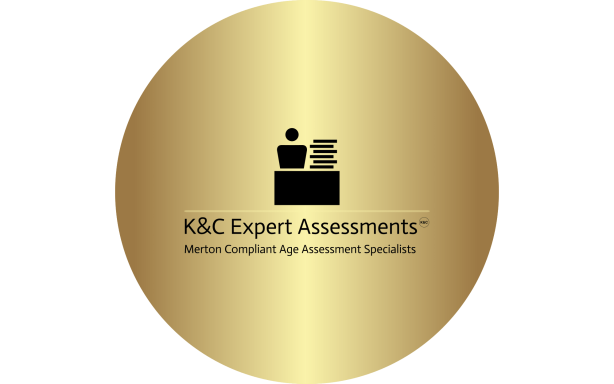 Merton Compliant Age Assessments Logo of KJC Expert Assessments, featuring a stack of papers on a gold background.
